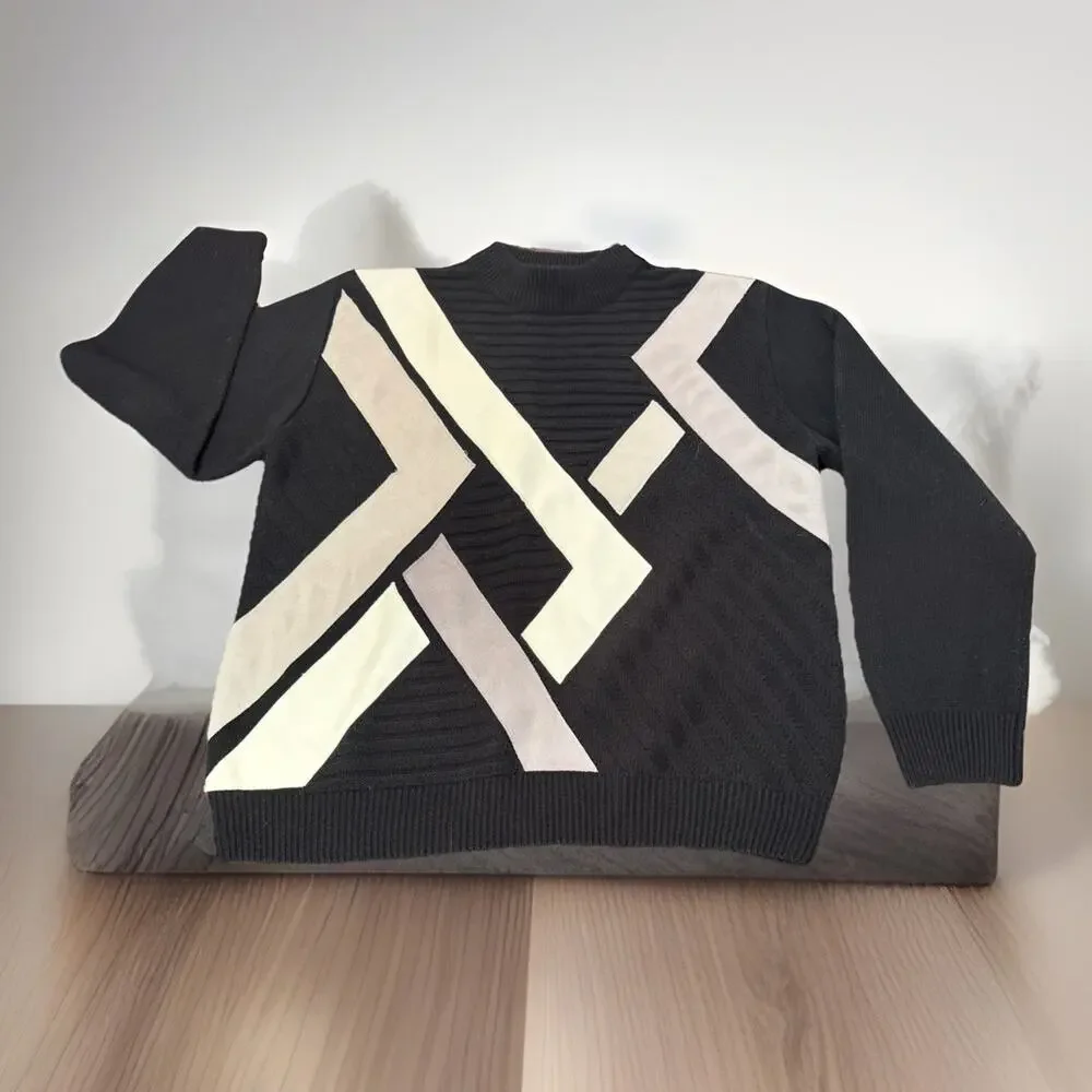 Peletti‎ Hip-Hop Cosby Geometric Colorblock Dad Sweater Sz XLVtg